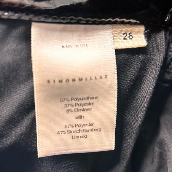 SIMON MILLER Patent Faux Leather Pants 26 Black Goth Dark Romantic Wet Look - Picture 11 of 15